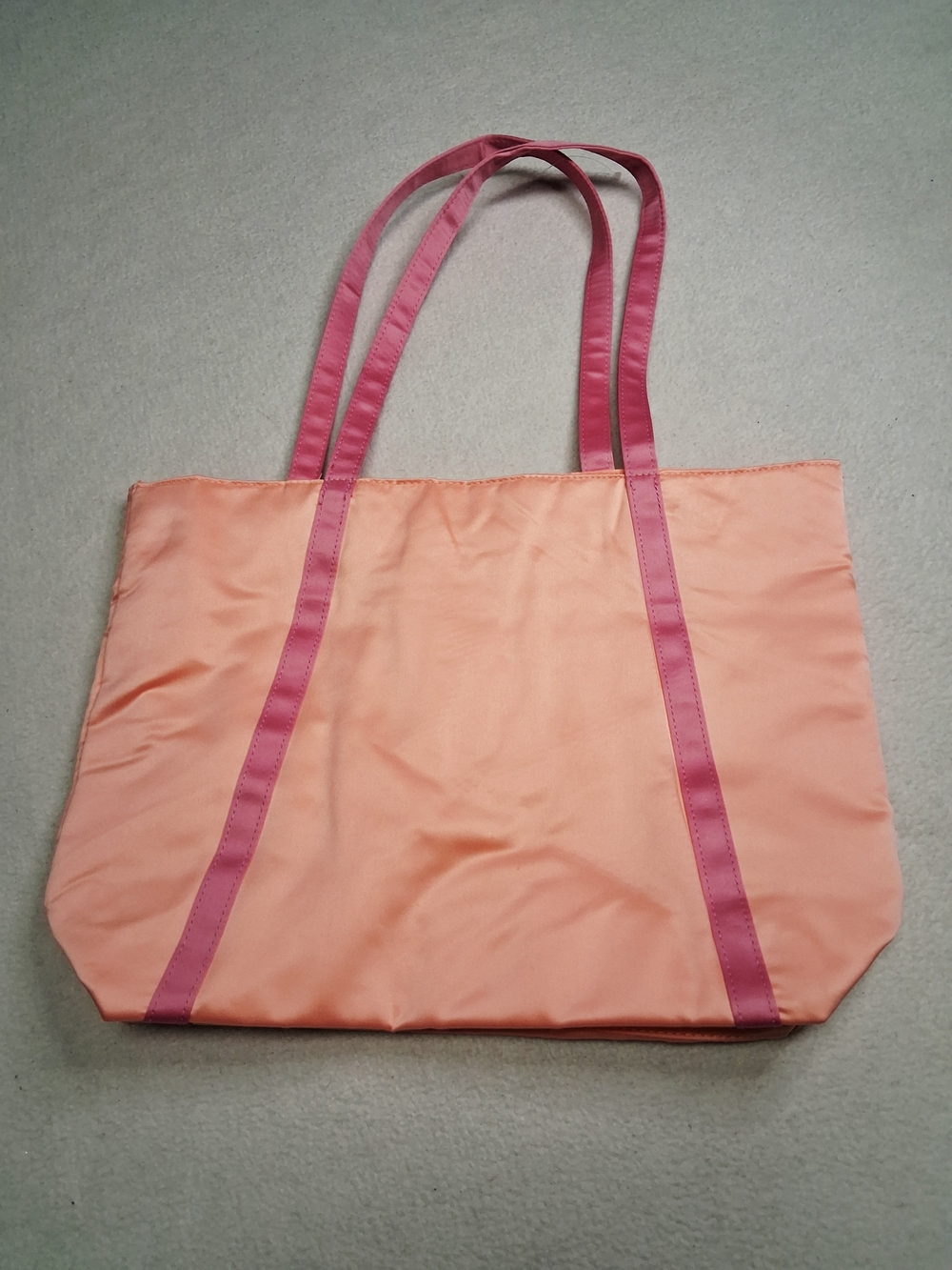 Peach Satin Tote Bag with Pink Trim - Unbranded - Picture 5 of 5